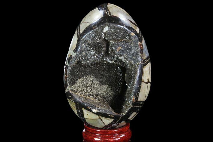 Septarian Dragon Egg Geode - Black Crystals #89584